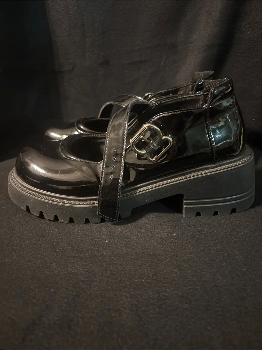 Platform Mary Jane Shoes Black